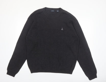 IZOD Men's Black Cotton Crew Neck Pullover Jumper Size L
