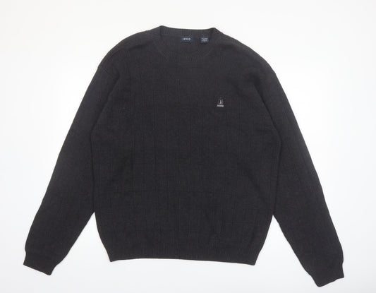 IZOD Men's Black Cotton Crew Neck Pullover Jumper Size L