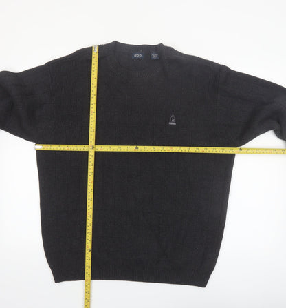 IZOD Men's Black Cotton Crew Neck Pullover Jumper Size L