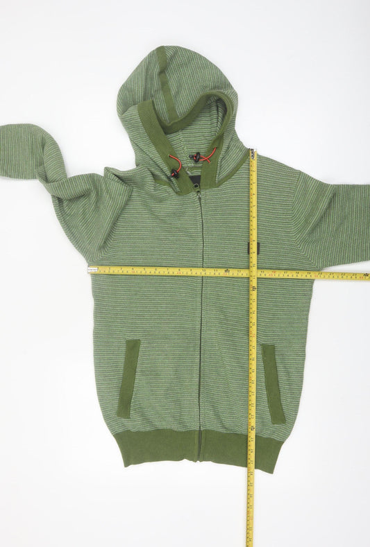Bench Men's Green Full Zip Cotton Hoodie Size M