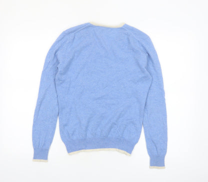House of Bruar Women's Blue Pure Cashmere V-Neck Jumper Size 12