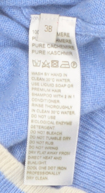 House of Bruar Women's Blue Pure Cashmere V-Neck Jumper Size 12