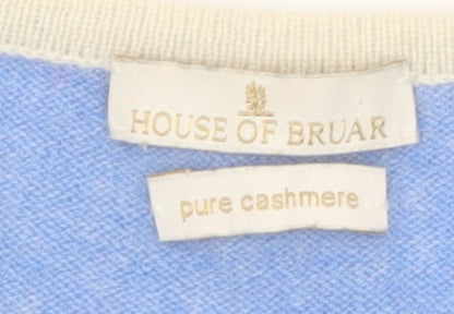 House of Bruar Women's Blue Pure Cashmere V-Neck Jumper Size 12