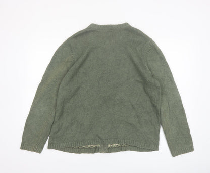 Croft & Barrow Women's Green Christmas Cardigan XL Embroidered Zip Knit