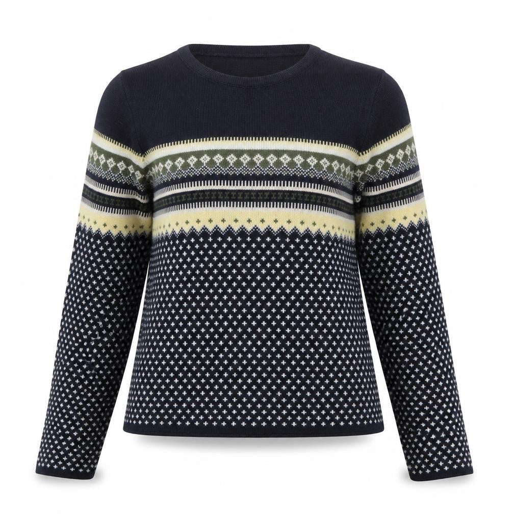 Khakis by Vanity Women's Black Fair Isle Knit Pullover Jumper Size S