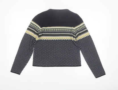 Khakis by Vanity Women's Black Fair Isle Knit Pullover Jumper Size S