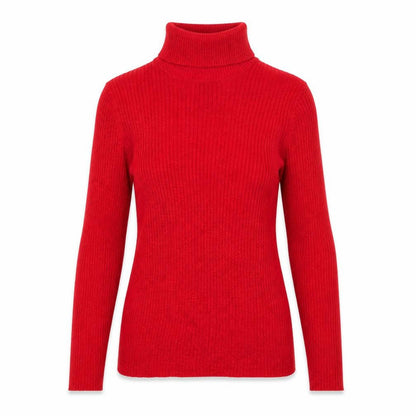 Joseph A. Women's Red Roll Neck Slim Fit Jumper Size S