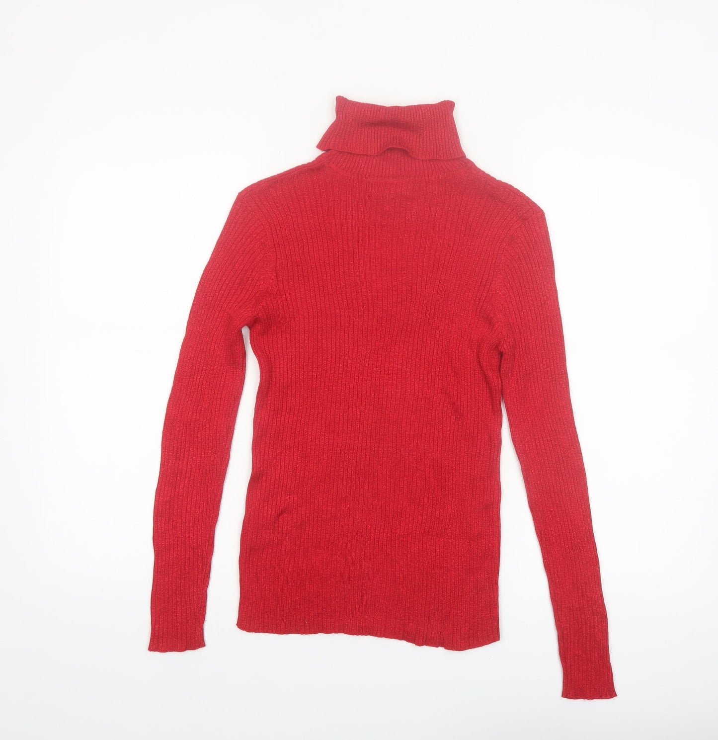 Joseph A. Women's Red Roll Neck Slim Fit Jumper Size S