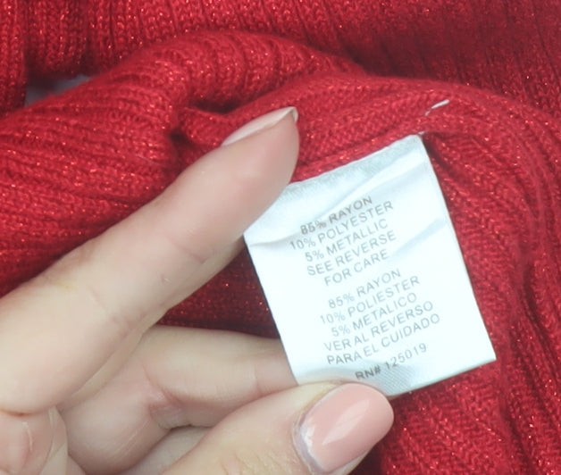Joseph A. Women's Red Roll Neck Slim Fit Jumper Size S