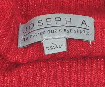 Joseph A. Women's Red Roll Neck Slim Fit Jumper Size S