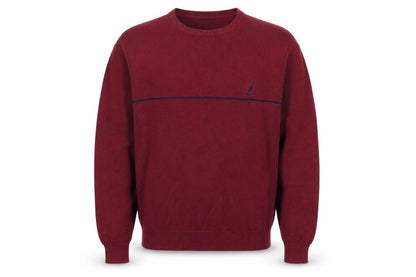 Nautica Men's Red Cotton Crew Neck Pullover Jumper Size L