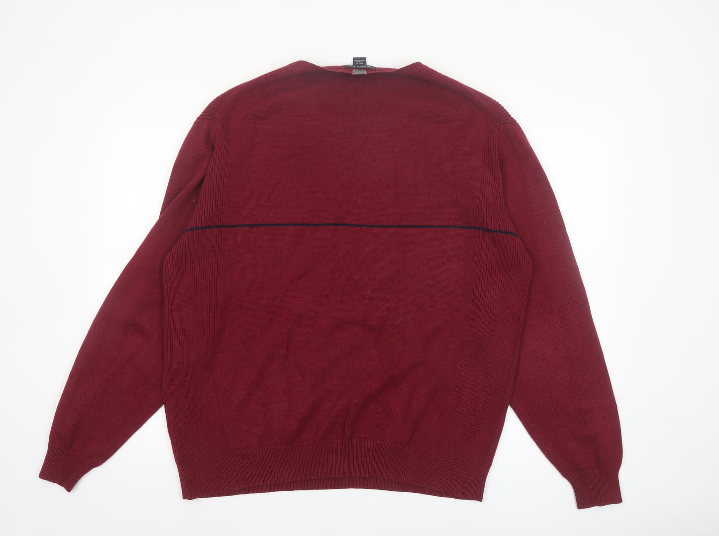 Nautica Men's Red Cotton Crew Neck Pullover Jumper Size L