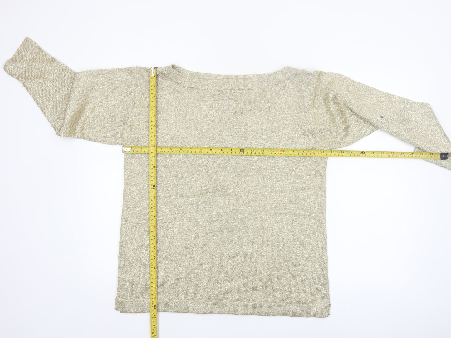 Adrienne Vittadini Women Beige M Boat Neck Wool Blend Pullover Jumper