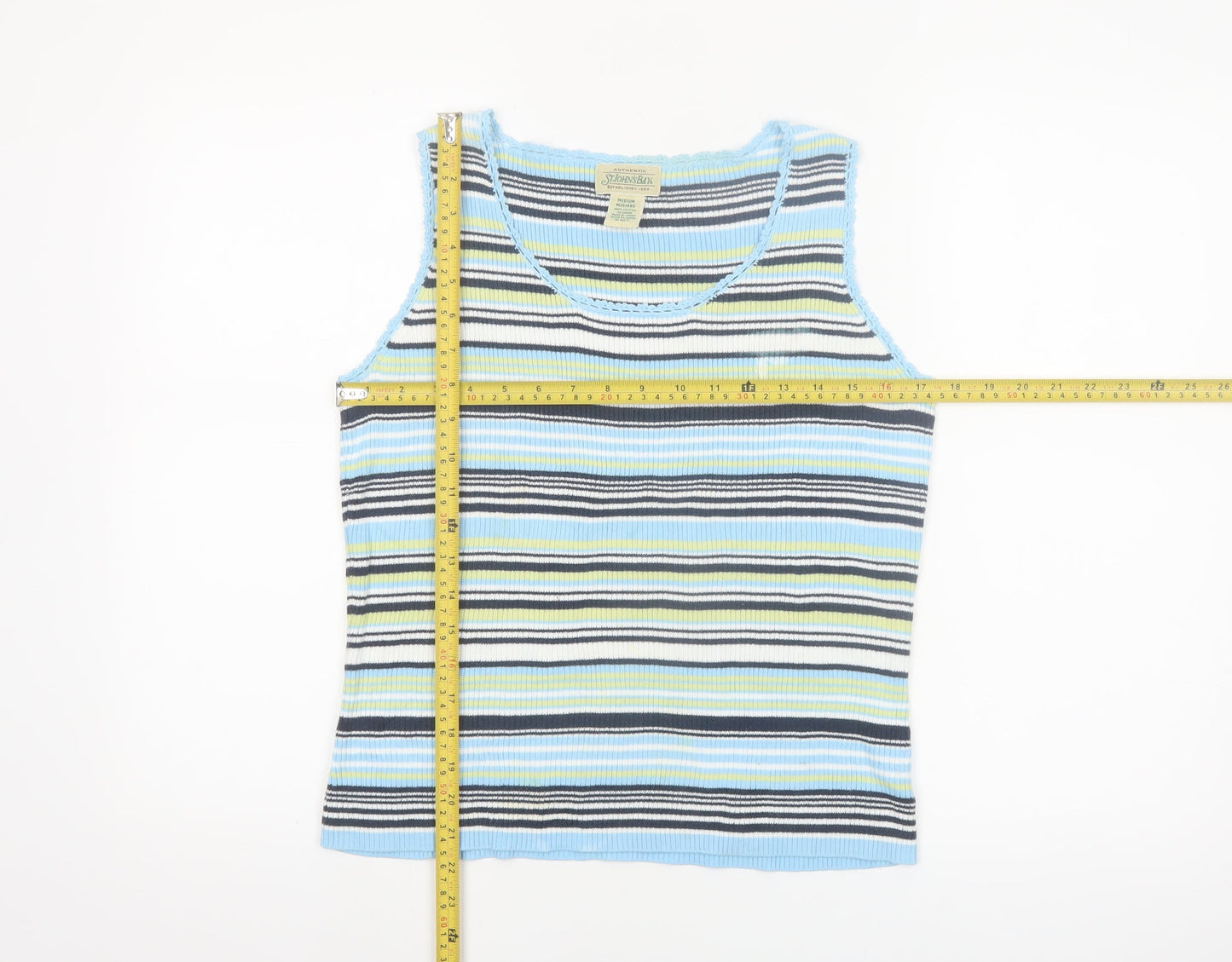 St. John's Bay Women's Multicoloured Striped Cotton Tank Top Size M