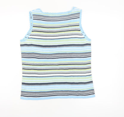 St. John's Bay Women's Multicoloured Striped Cotton Tank Top Size M