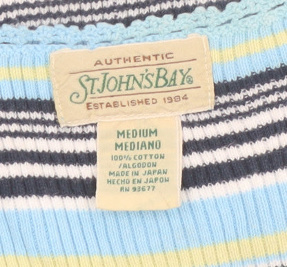 St. John's Bay Women's Multicoloured Striped Cotton Tank Top Size M