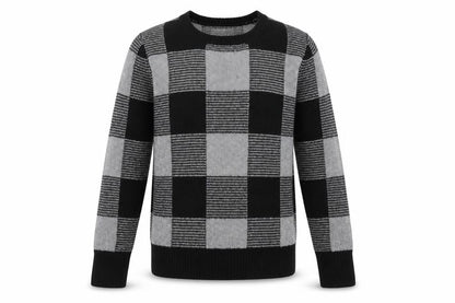 Bass Men's Grey Check Knit Acrylic Pullover Jumper Size M