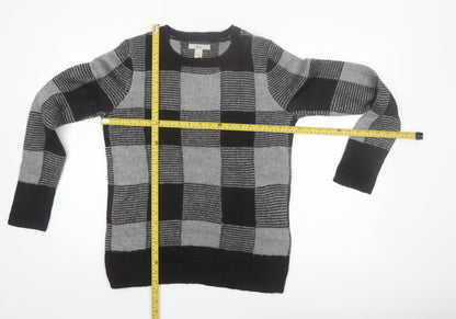 Bass Men's Grey Check Knit Acrylic Pullover Jumper Size M