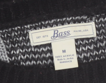 Bass Men's Grey Check Knit Acrylic Pullover Jumper Size M