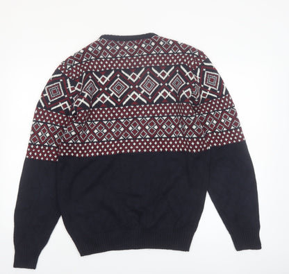 House Men's Multicoloured Fair Isle Knit Pullover Jumper M