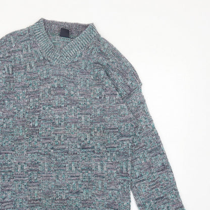 Green Mountain Men's Multicoloured XL Chunky Knit Retro Jumper