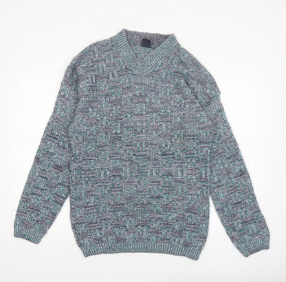 Green Mountain Men's Multicoloured XL Chunky Knit Retro Jumper