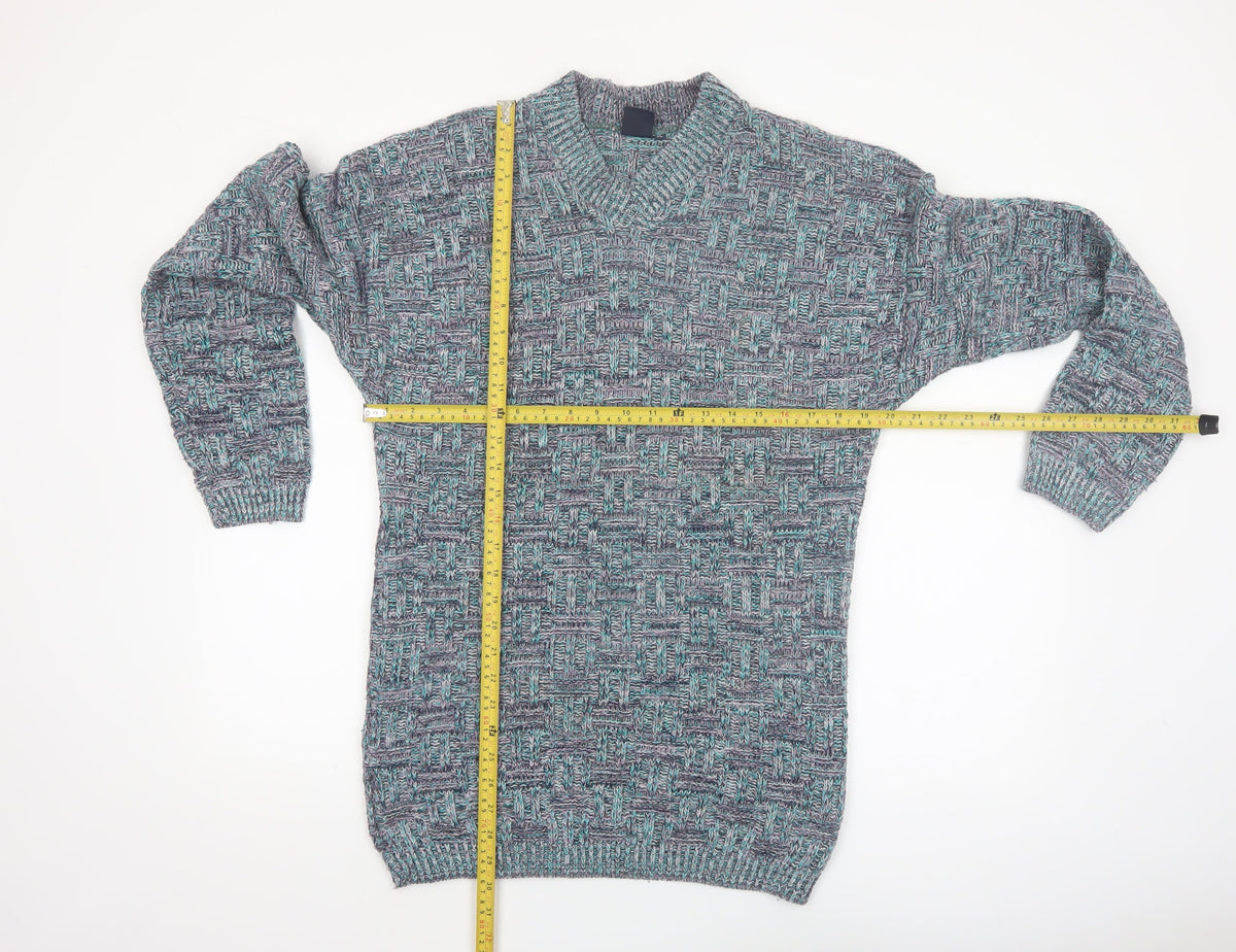 Green Mountain Men's Multicoloured XL Chunky Knit Retro Jumper