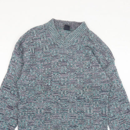 Green Mountain Men's Multicoloured XL Chunky Knit Retro Jumper