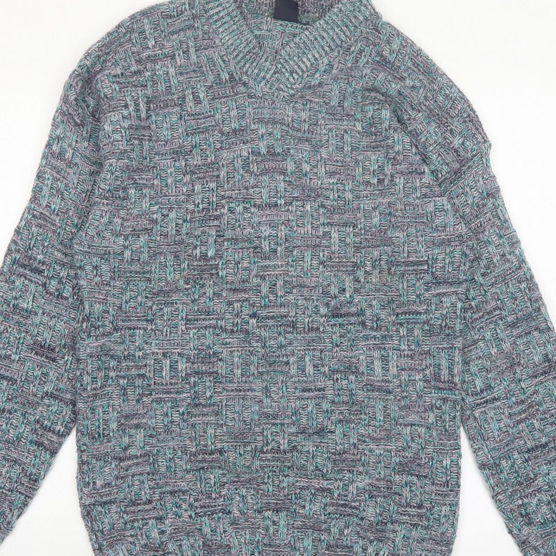 Green Mountain Men's Multicoloured XL Chunky Knit Retro Jumper