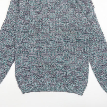 Green Mountain Men's Multicoloured XL Chunky Knit Retro Jumper