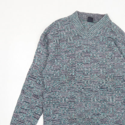Green Mountain Men's Multicoloured XL Chunky Knit Retro Jumper