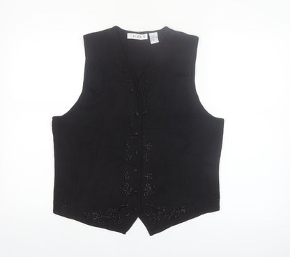 Chaus Women's Black Beaded Wool Blend Knit Vest L
