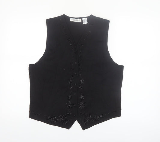 Chaus Women's Black Beaded Wool Blend Knit Vest L