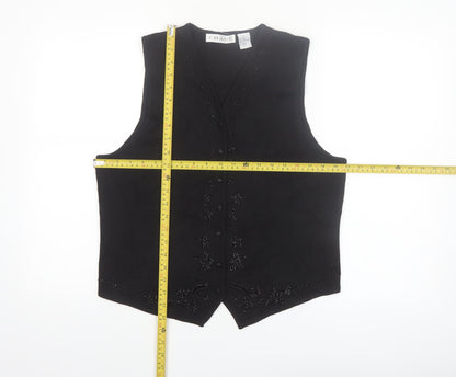 Chaus Women's Black Beaded Wool Blend Knit Vest L