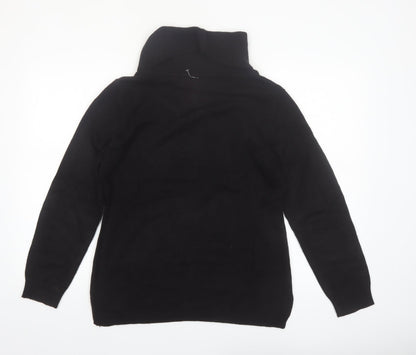 Karen Scott Women's Black Argyle Roll Neck Acrylic Jumper Size S