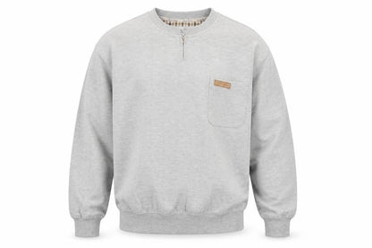 Troy Bros Men's Grey 1/4 Zip Cotton Blend Jumper Size L