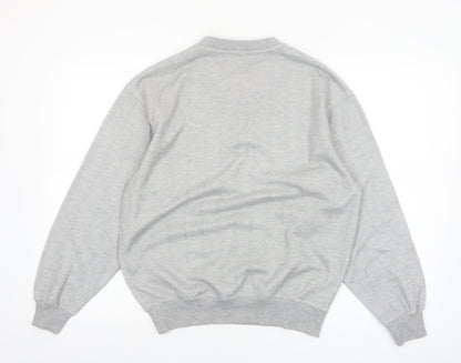 Troy Bros Men's Grey 1/4 Zip Cotton Blend Jumper Size L