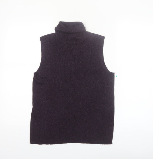 Casual Corner Women's Purple Silk Blend Sleeveless Roll Neck Top Size L