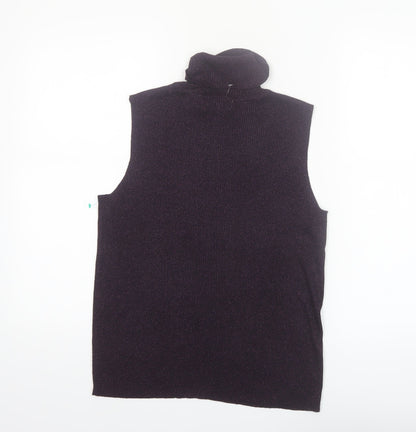 Casual Corner Women's Purple Silk Blend Sleeveless Roll Neck Top Size L