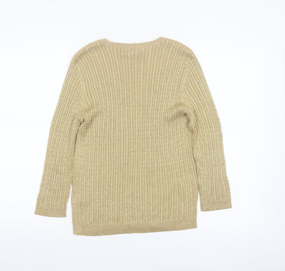 Lauren Ralph Lauren Women’s Gold Silk Blend V-Neck Petite Jumper L