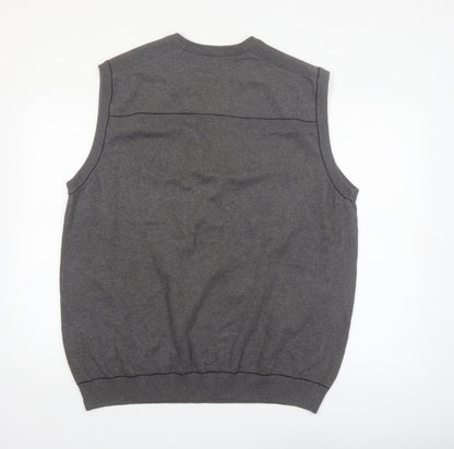 Cutter & Buck Men's Grey Cotton V-Neck Golf Vest Jumper XL