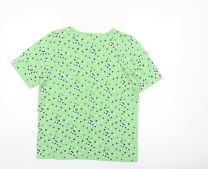 Sag Harbor Women's Green Polka Dot Cotton Blend Short Sleeve T-Shirt Size S