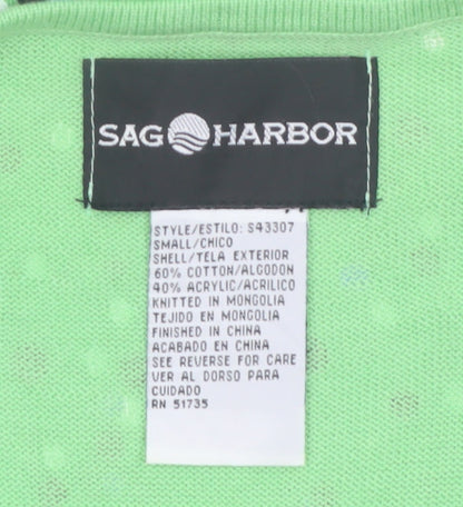 Sag Harbor Women's Green Polka Dot Cotton Blend Short Sleeve T-Shirt Size S