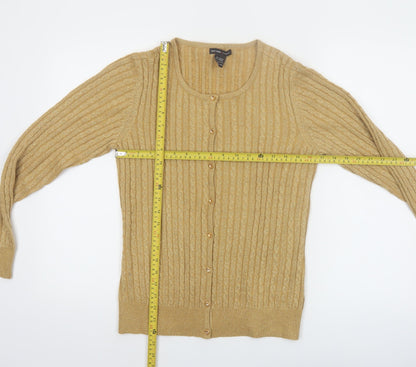 New York & Company Women’s Gold Cable-Knit Cardigan M