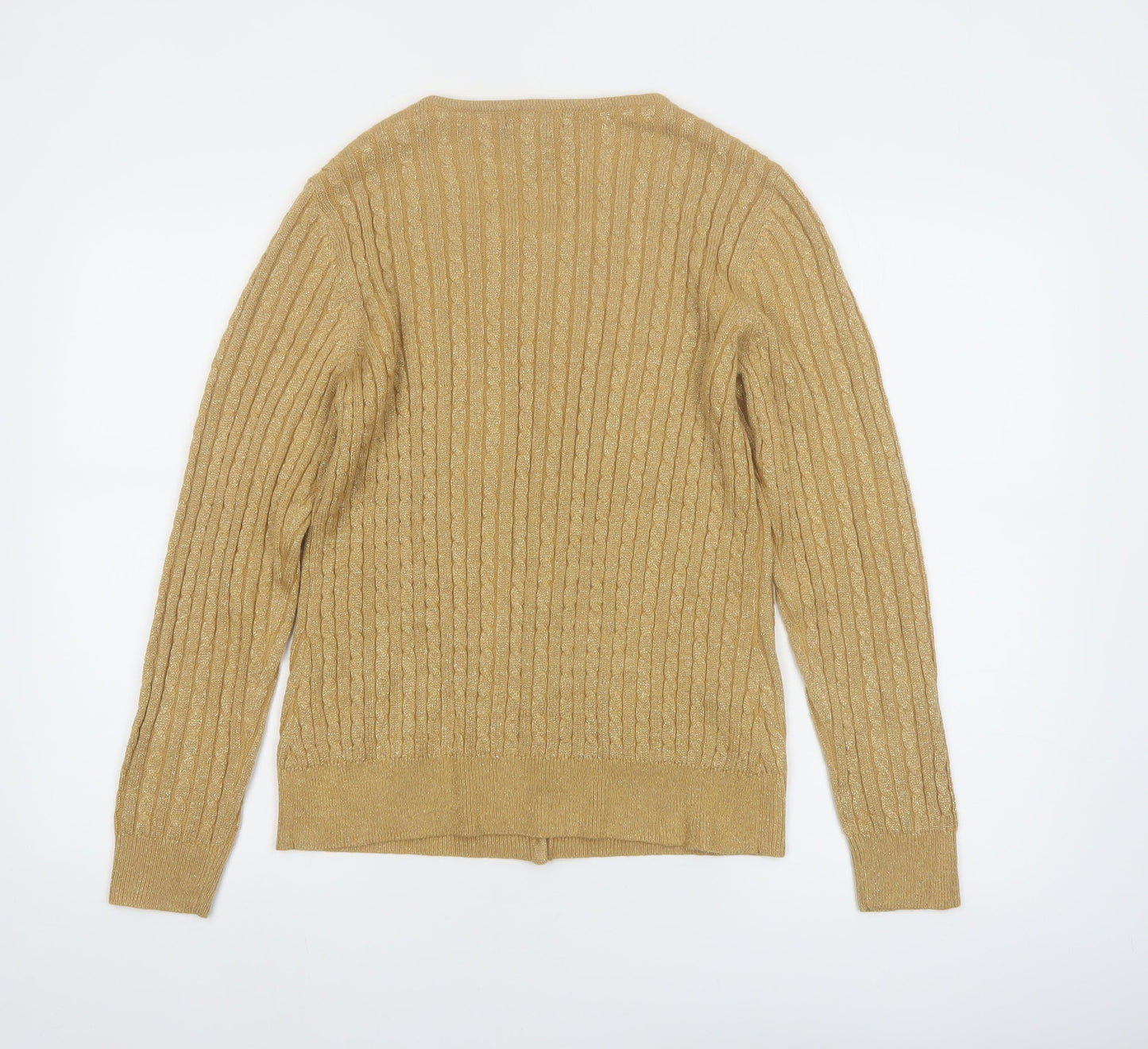 New York & Company Women’s Gold Cable-Knit Cardigan M