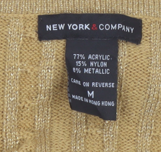 New York & Company Women’s Gold Cable-Knit Cardigan M