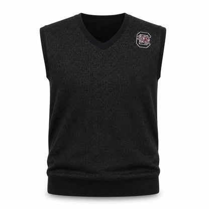 Croft & Barrow Men's Black Herringbone V-Neck Knit Vest Size L