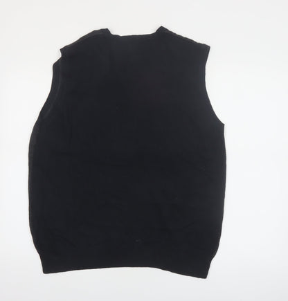 Croft & Barrow Men's Black Herringbone V-Neck Knit Vest Size L