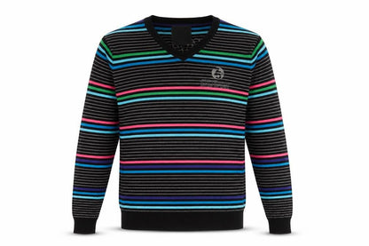 Jack & Jones Mens Multicoloured Stripe V-Neck Cotton Jumper M