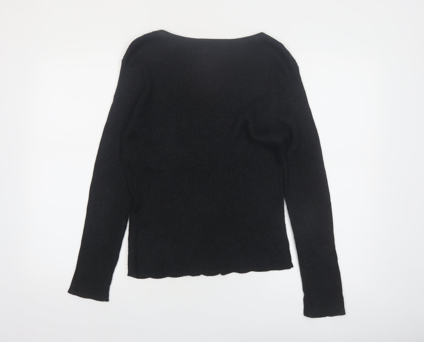 New York & Company Women’s Black Beaded V-Neck Knit Jumper Size L